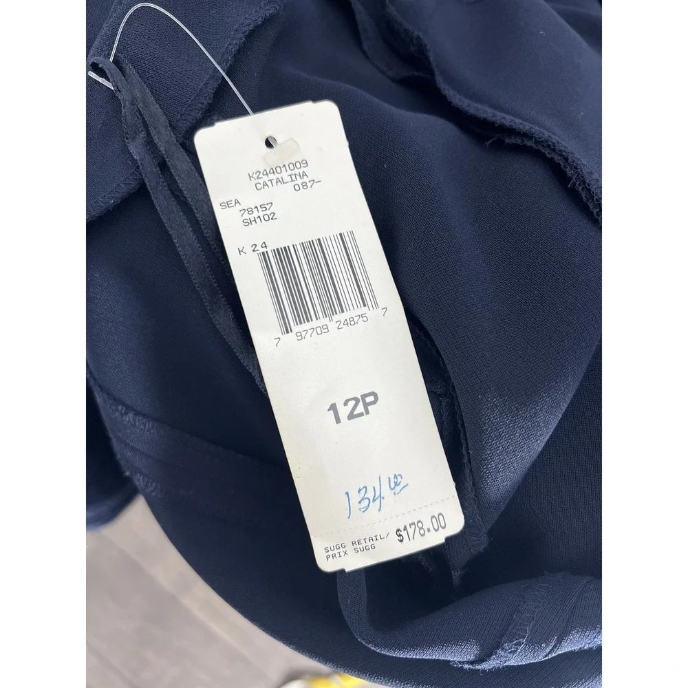 Jones New York Navy Sheath Dress Petite 12P Sleeveless Career Work Office NWT - Picture 9 of 10